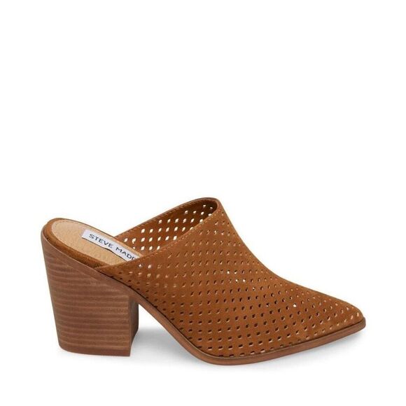 Steve Madden Sully Mule Cognac Brown Tan Suede Size 10 M Pointed Toe - Picture 1 of 11